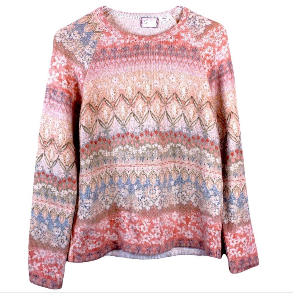 ANTHROPOLOGIE Postage Stamp 9-HIS STCL Pullover Floral Sweater Size XS